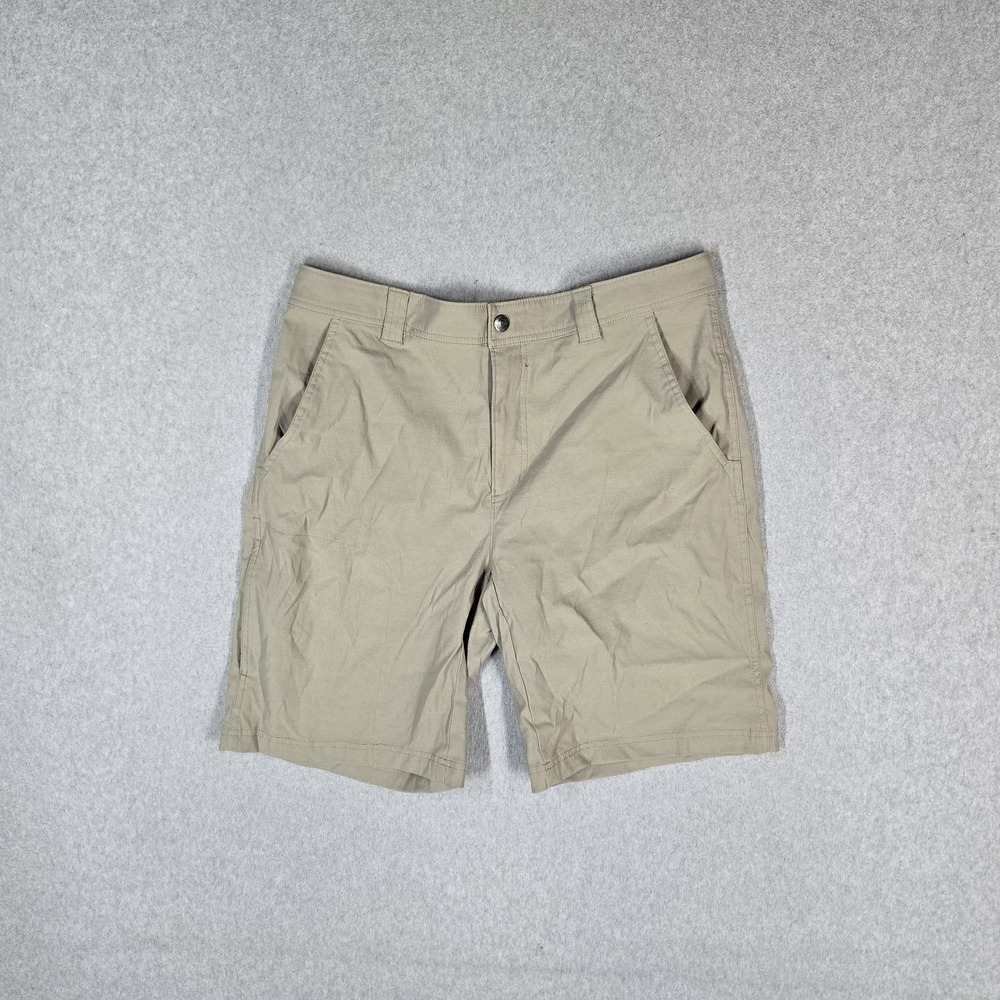Columbia Men Activewear Shorts 38W Khaki Elastane Nylon Cargo Omni-Shield READ